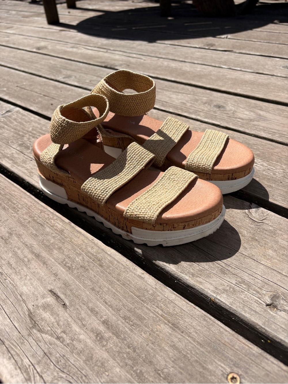 TOP Moda Beige Woven Platform Wedge Sandals